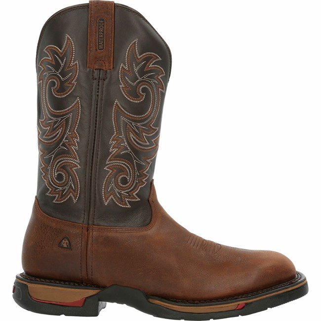 Coffee Men's Rocky Long Range 11" Cowboy Boots | XYWLH1372