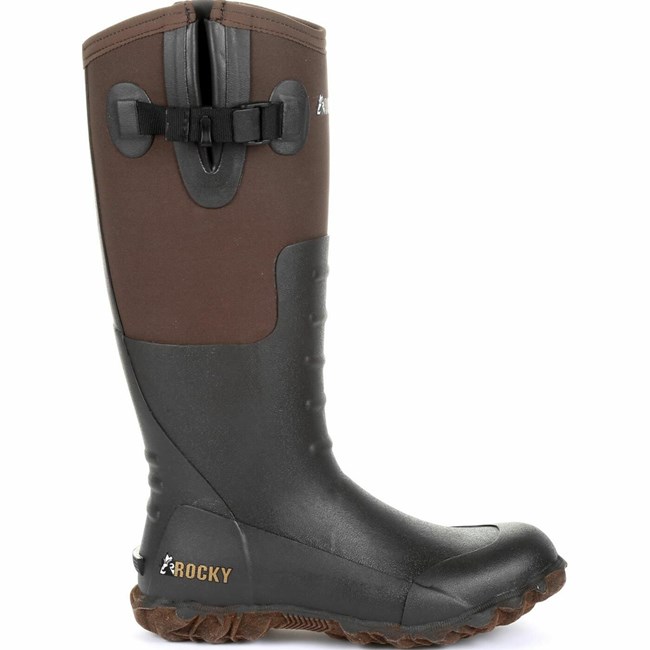 Dark Brown Men's Rocky Core Chore Rubber Outdoor Boot Rubber Boots | SKIFQ0592