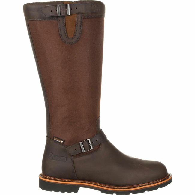 Dark Brown Men's Rocky Great Falls Waterproof Snake Boot Hunting Boots | IONAE0213