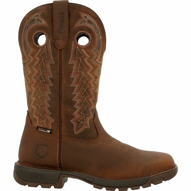 Dark Brown Men's Rocky Legacy 32 Steel Toe Cowboy Boots | LYUNC8169