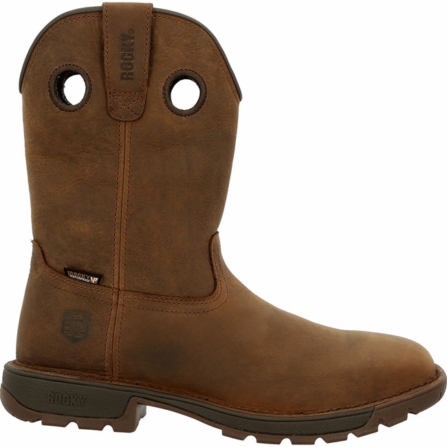 Dark Brown Men's Rocky Legacy 32 Waterproof Steel Toe Western Boots | ZXEAL8921