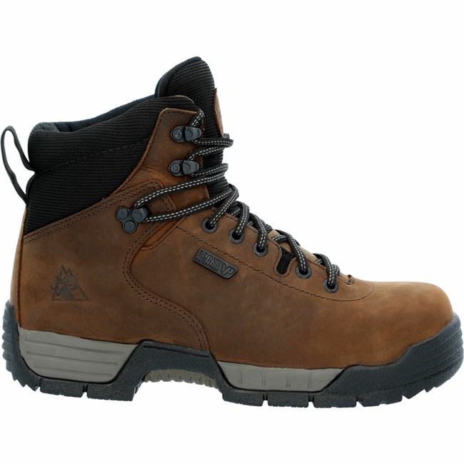 Dark Brown Men's Rocky MobiLite Composite Toe Waterproofs Work Boots | UPMOF4369