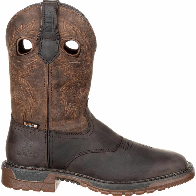 Dark Brown Men's Rocky Original Ride FLX Cowboy Boots | CELSO1738