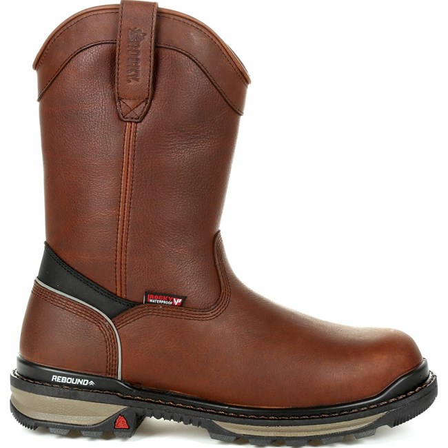 Dark Brown Men's Rocky Rams Horn 400G Insulated Composite Toe Pull-On Work Boots | GOMKE5038