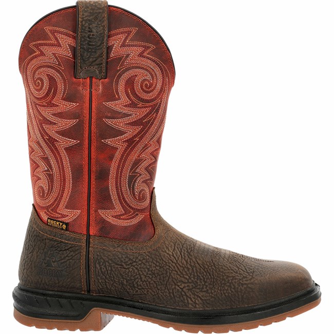 Dark Brown Men's Rocky Worksmart 11" Composite Toe Cowboy Boots | ENTFM6138